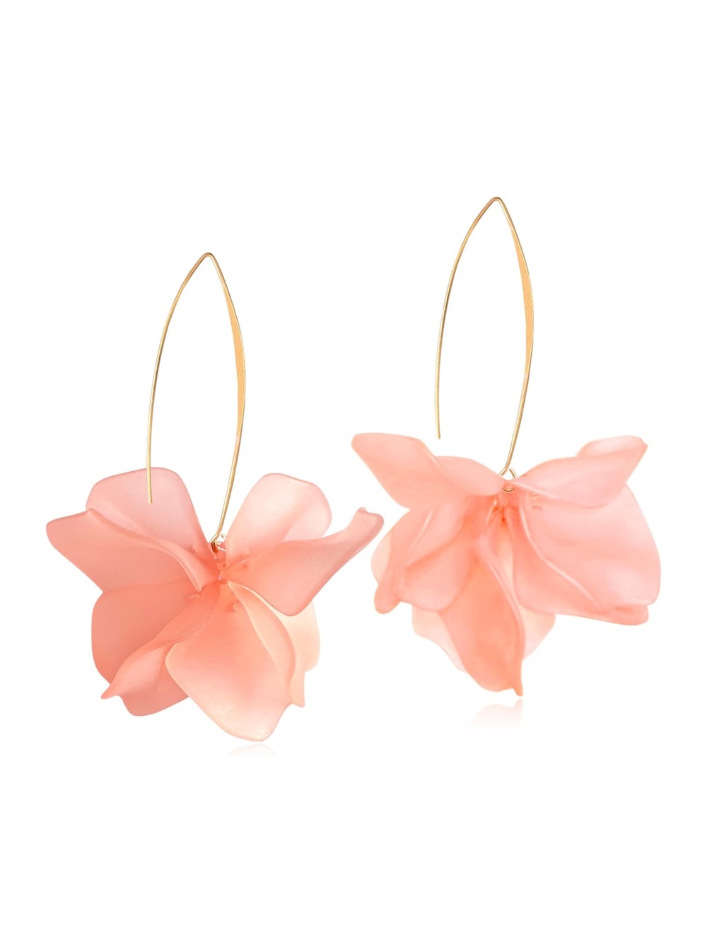 Peach 🍑 Petal Gold Hoop Drop Earrings